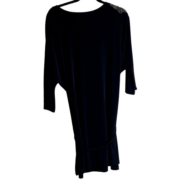 Elle Midi Dress Women Size XL Black Scoop Neck Stretchy New Bead Embellishments - Picture 3 of 13